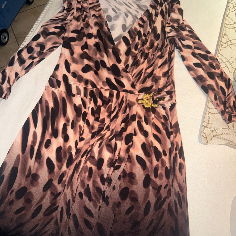Jennifer Lopez Animal Print Long Sleeve Dress